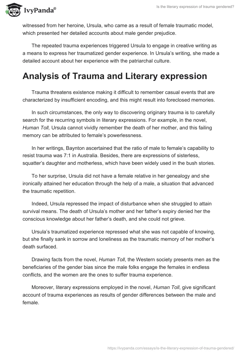 Is the literary expression of trauma gendered?. Page 2