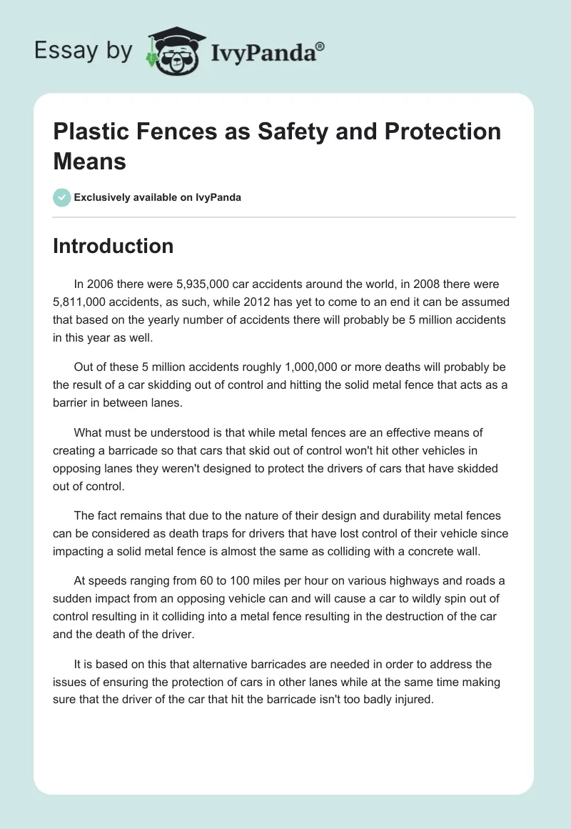 Plastic Fences as Safety and Protection Means. Page 1