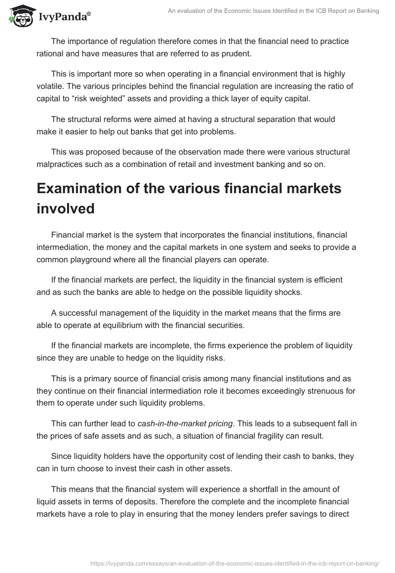 An Evaluation of the Economic Issues Identified in the ICB Report on Banking. Page 5