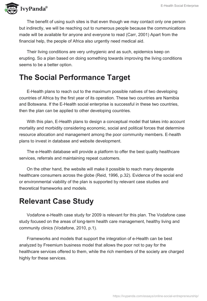 E-Health Social Enterprise. Page 2