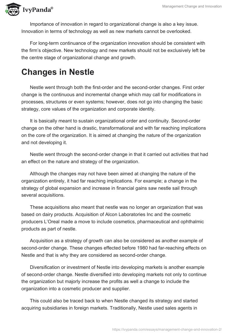 Management Change and Innovation. Page 2