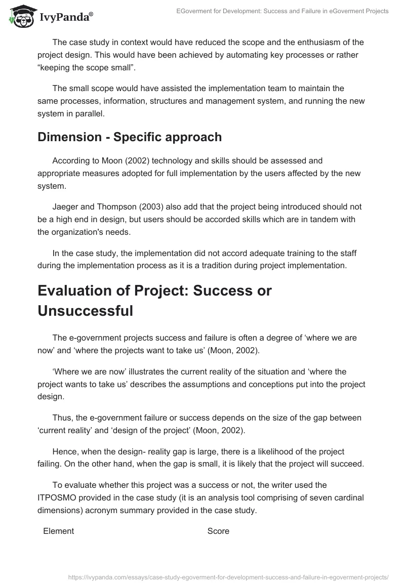 EGoverment for Development: Success and Failure in eGoverment Projects. Page 4
