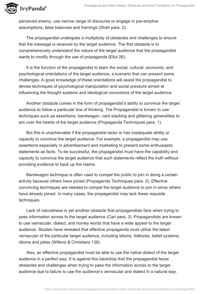 Propaganda and Mass Media: Obstacles and Best Conditions for Propagandist. Page 2