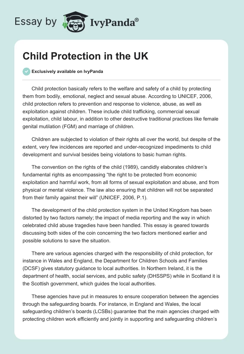 Child Protection in the UK. Page 1