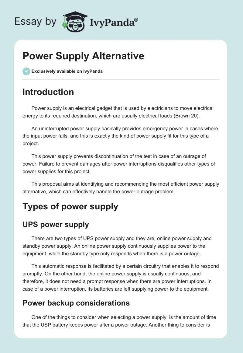 Power Supply Alternative. Page 1