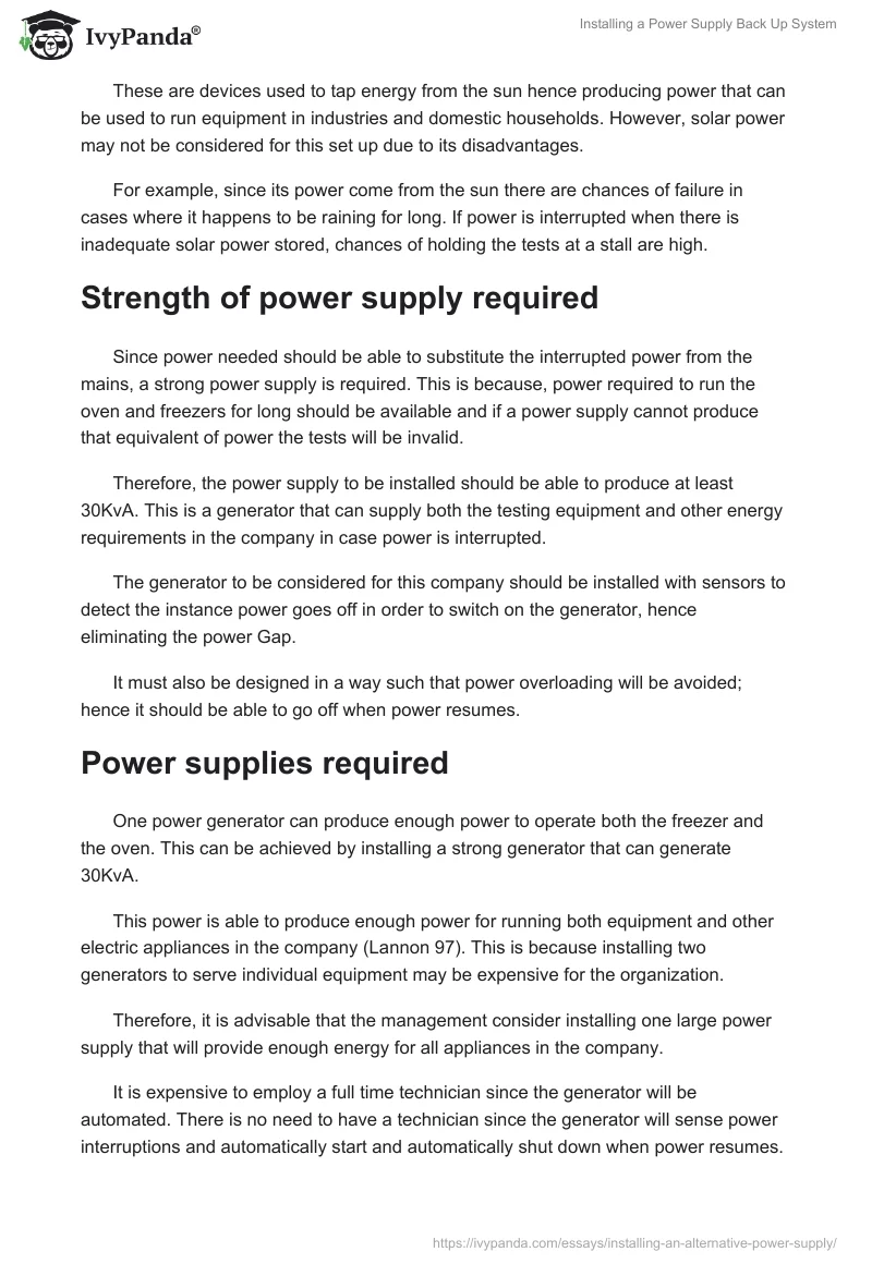 Installing a Power Supply Back Up System. Page 2