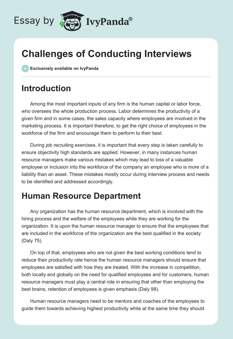 Challenges of Conducting Interviews. Page 1
