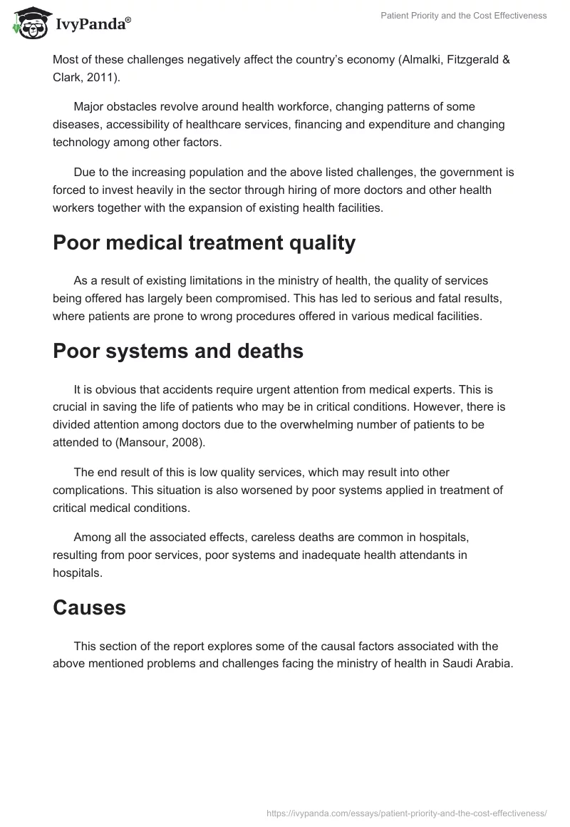 Patient Priority and the Cost Effectiveness. Page 4