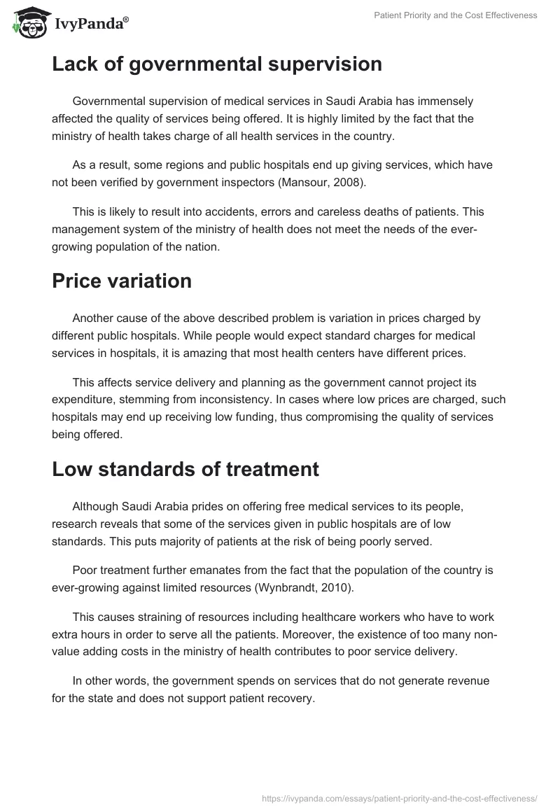 Patient Priority and the Cost Effectiveness. Page 5