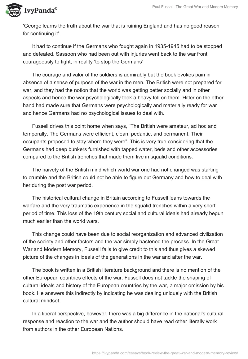 Paul Fussell: The Great War and Modern Memory. Page 2
