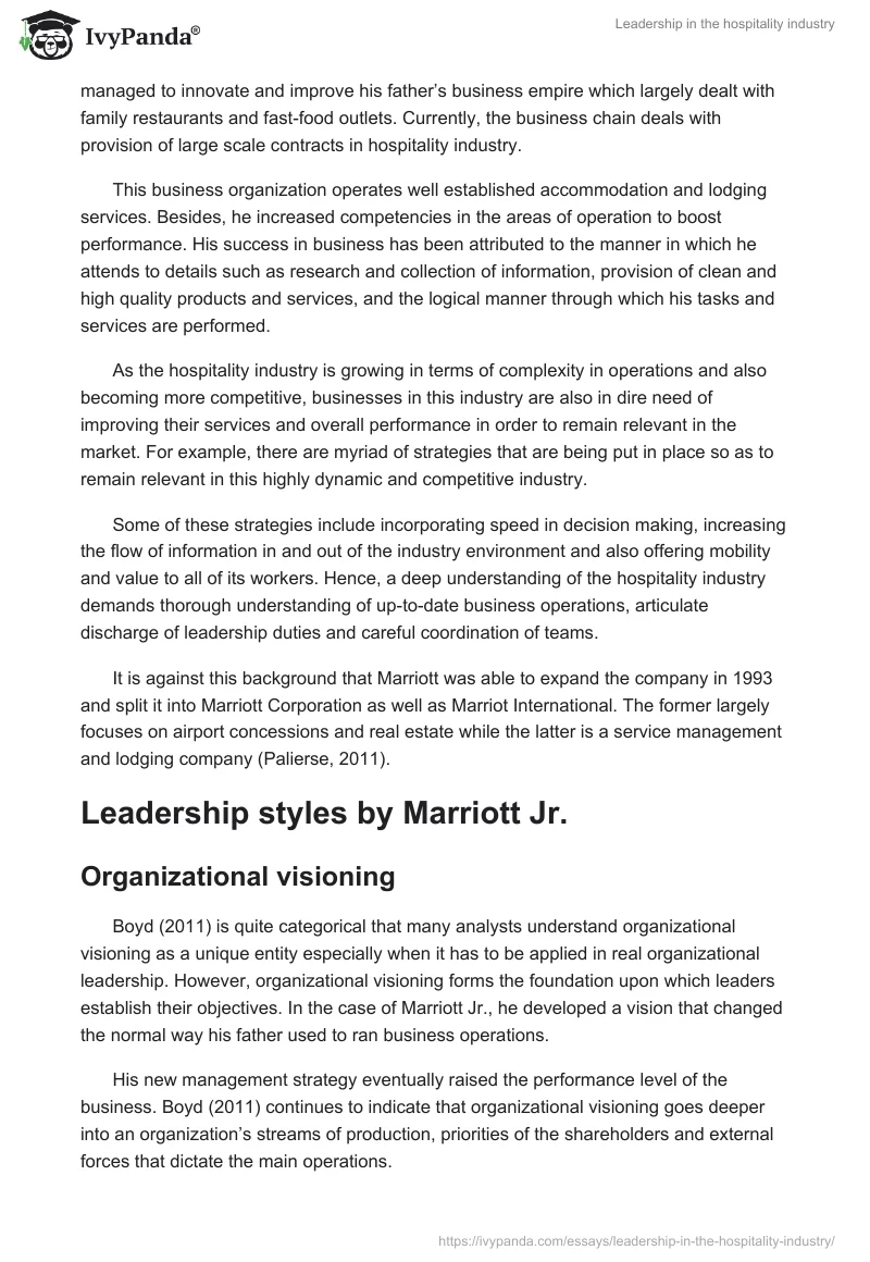 Leadership in the hospitality industry. Page 2