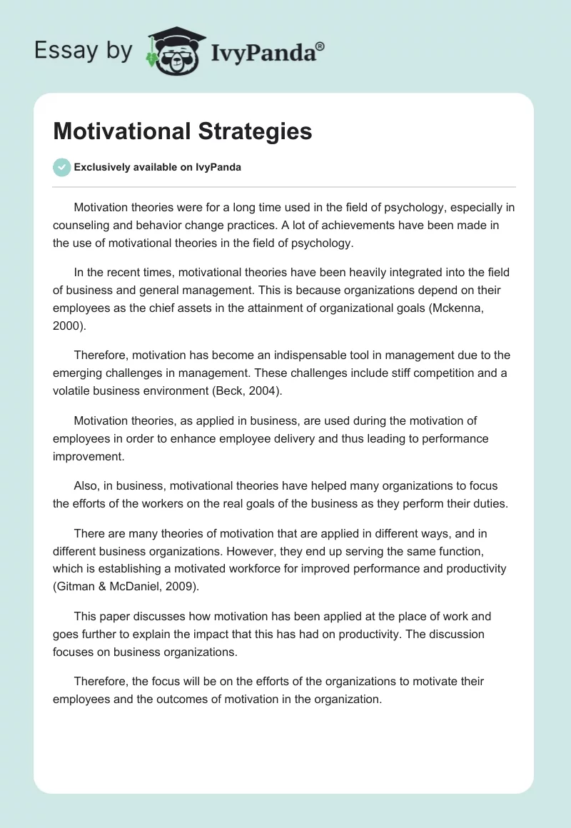 Motivational Strategies. Page 1