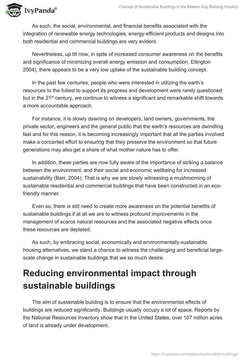 Concept of Sustainable Buildings in the Modern Day Building Industry. Page 3