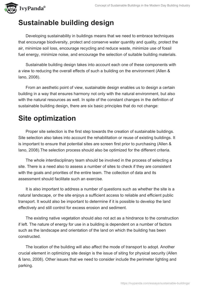 Concept of Sustainable Buildings in the Modern Day Building Industry. Page 5