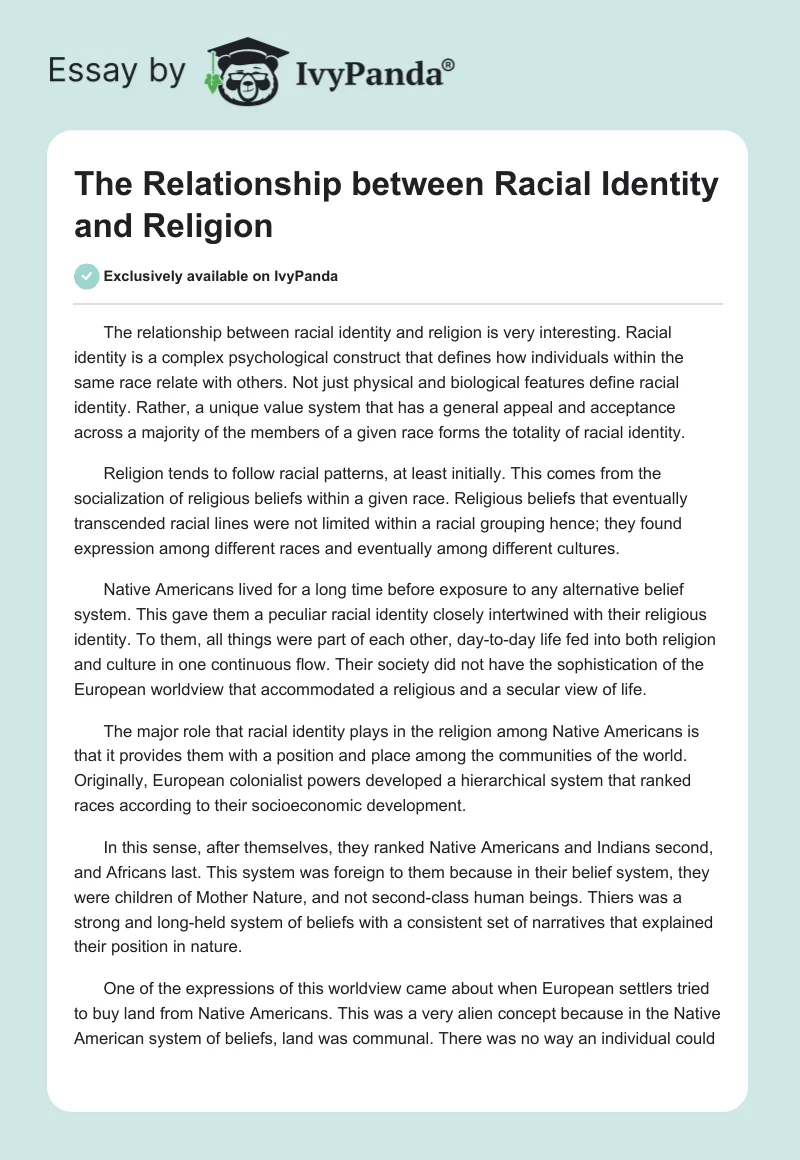 The Relationship between Racial Identity and Religion. Page 1