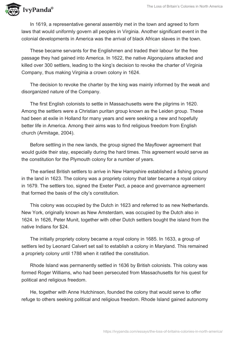 The Loss of Britain’s Colonies in North America. Page 3