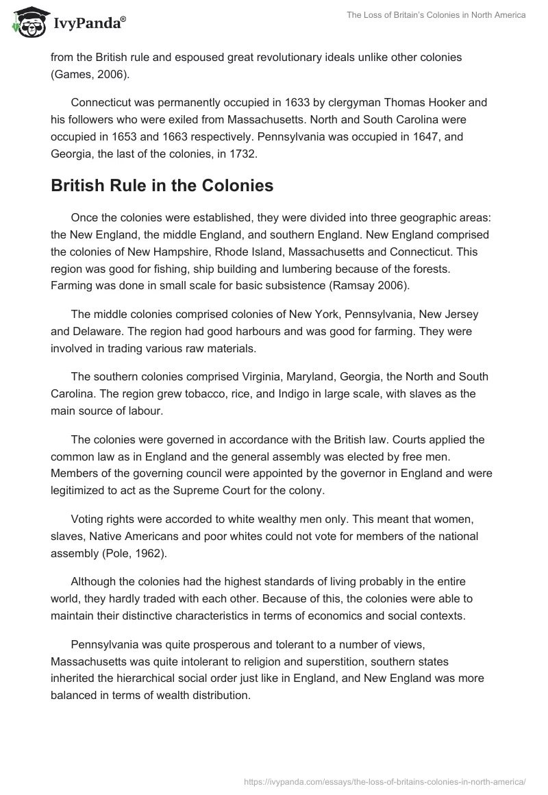 The Loss of Britain’s Colonies in North America. Page 4