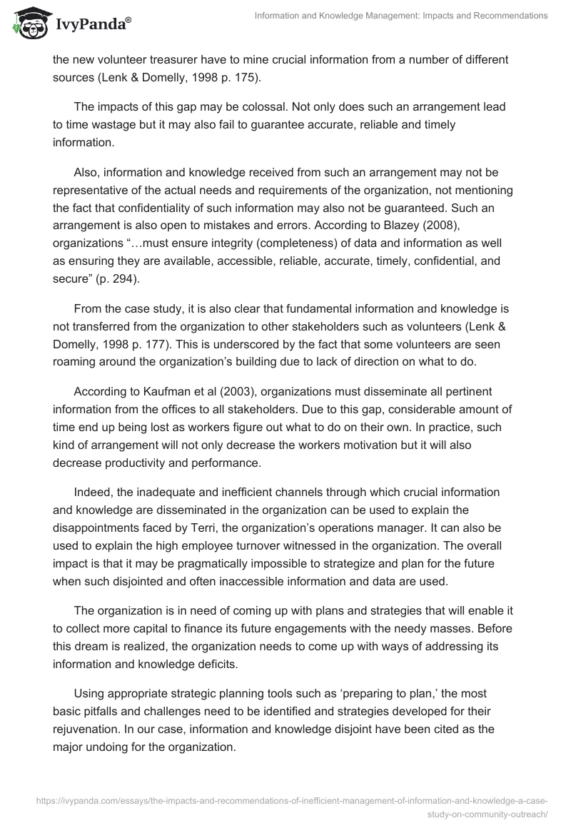 Information and Knowledge Management: Impacts and Recommendations. Page 2