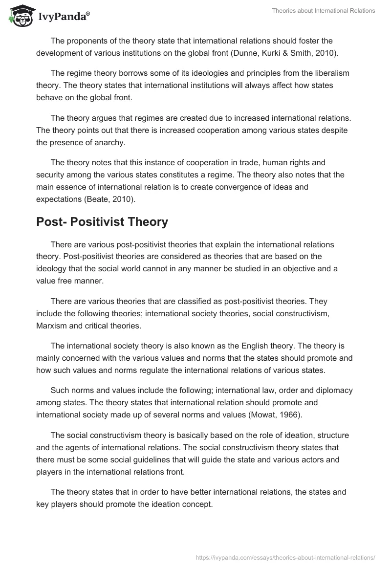 Theories about International Relations. Page 4