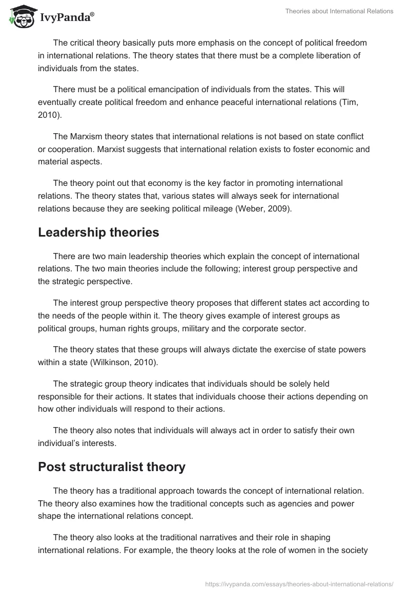 Theories about International Relations. Page 5