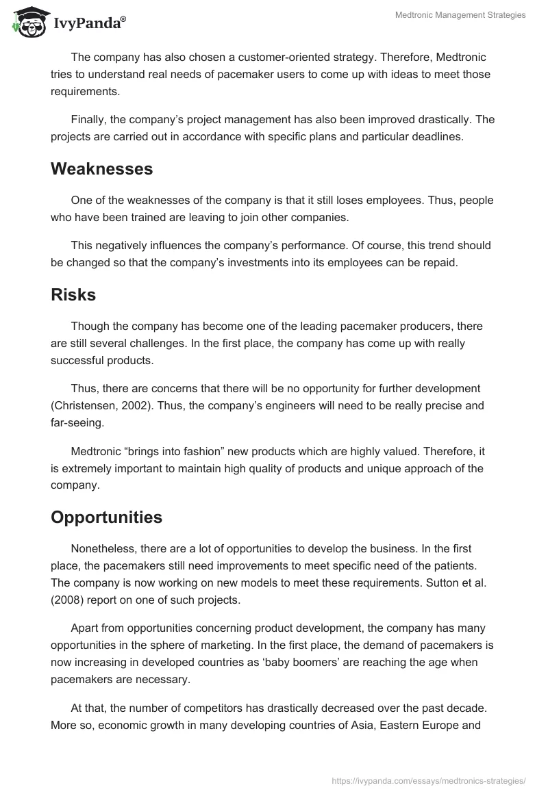 Medtronic Management Strategies. Page 4