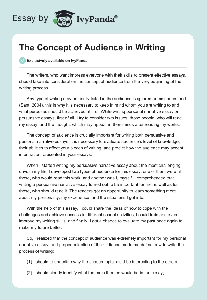 The Concept of Audience in Writing. Page 1
