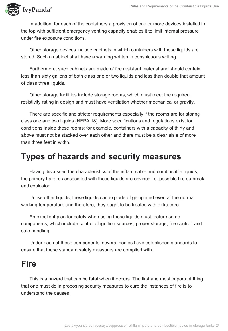Rules and Requirements of the Combustible Liquids Use. Page 5