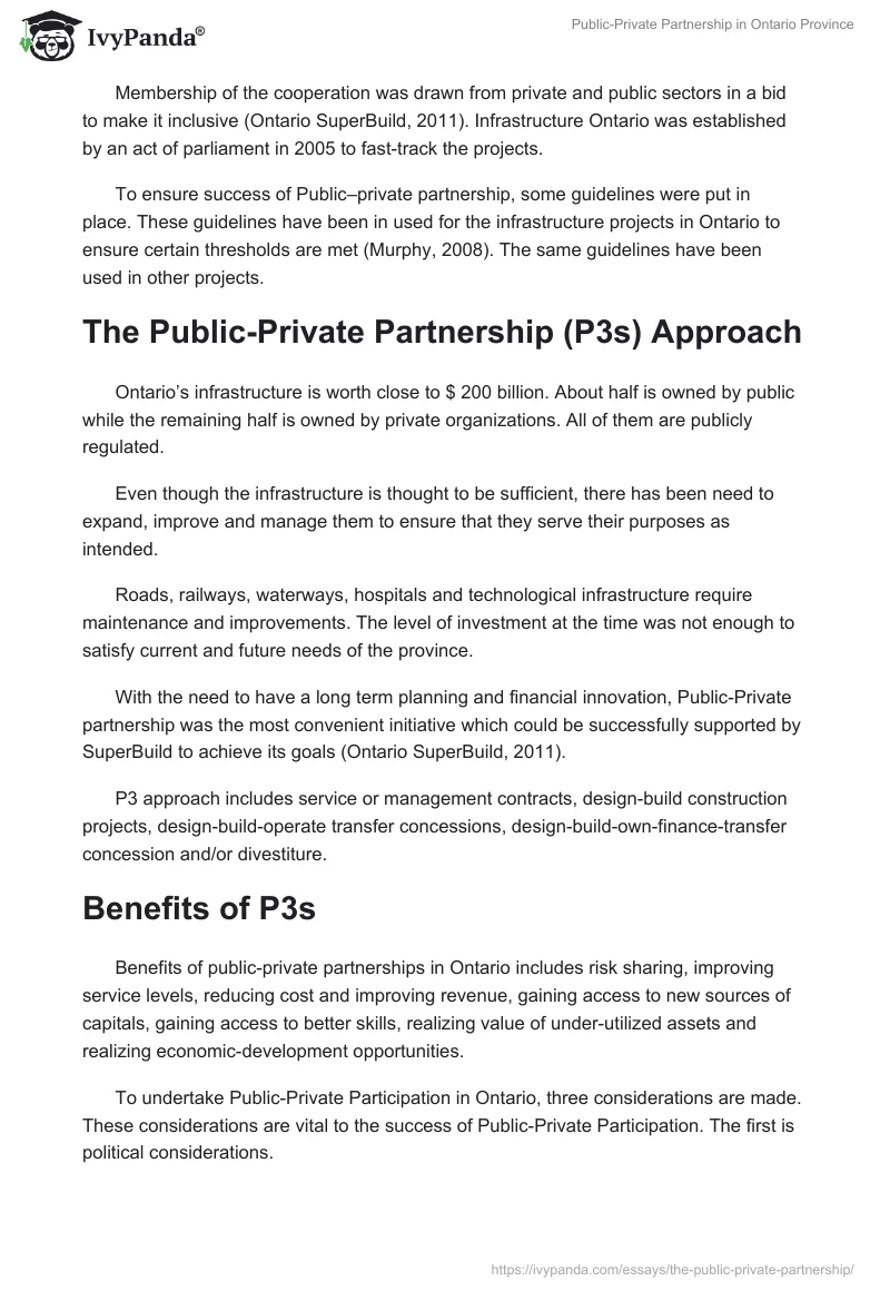 Public-Private Partnership in Ontario Province. Page 2