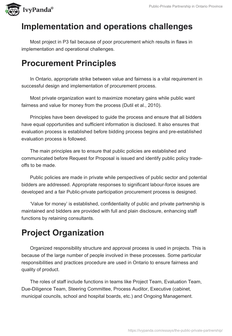 Public-Private Partnership in Ontario Province. Page 4