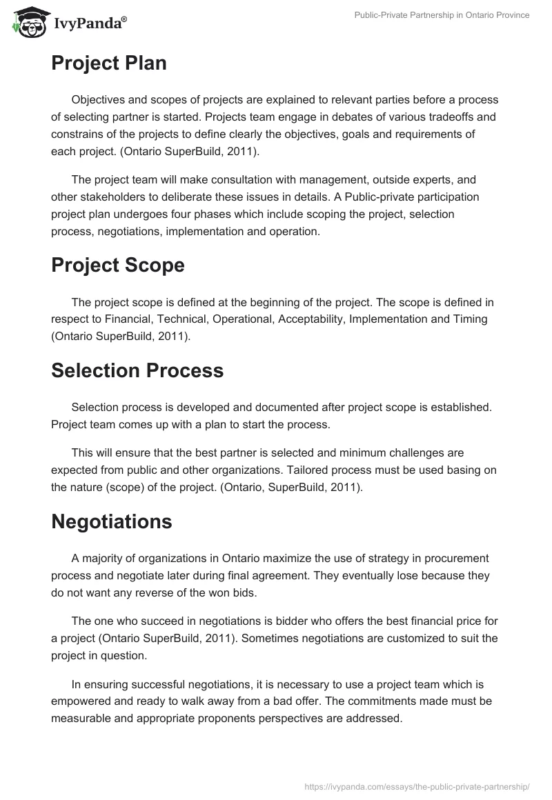 Public-Private Partnership in Ontario Province. Page 5