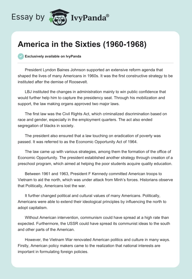 America in the Sixties (1960-1968). Page 1