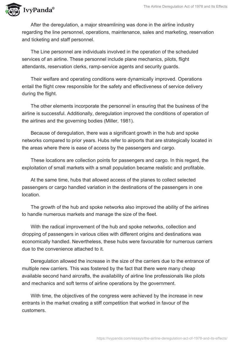 The Airline Deregulation Act of 1978 and Its Effects. Page 4