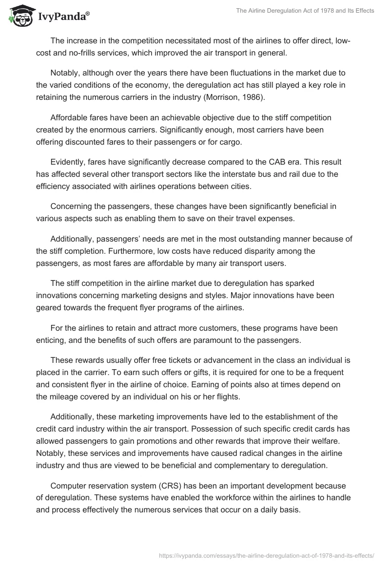 The Airline Deregulation Act of 1978 and Its Effects. Page 5