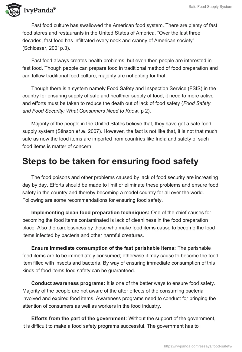 Safe Food Supply System. Page 2