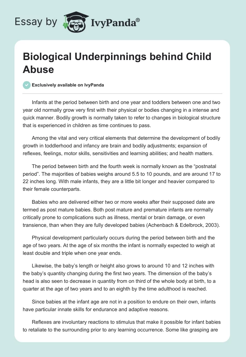 Biological Underpinnings Behind Child Abuse. Page 1
