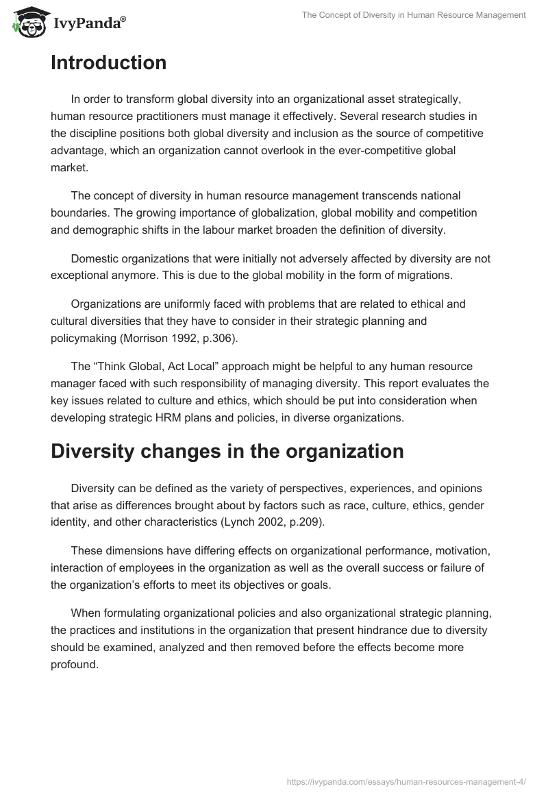The Concept of Diversity in Human Resource Management. Page 2