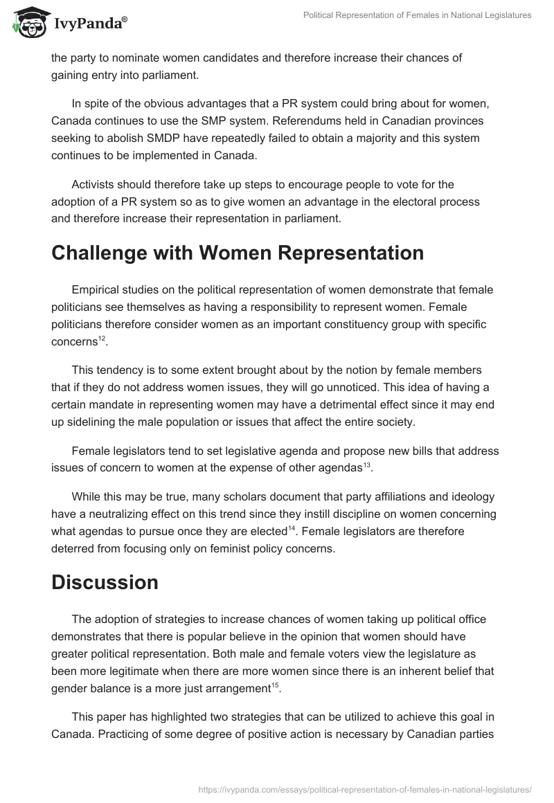 Political Representation of Females in National Legislatures. Page 5