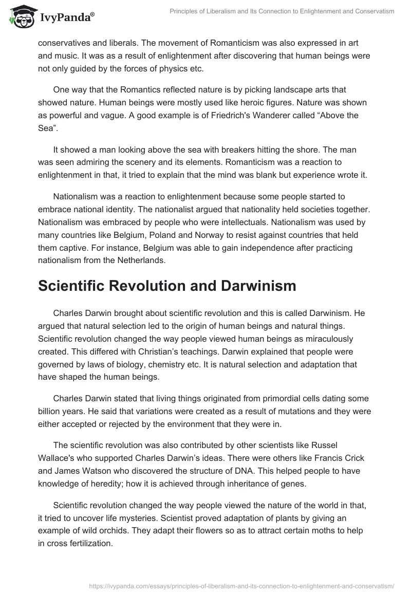 Principles of Liberalism and Its Connection to Enlightenment and Conservatism. Page 3