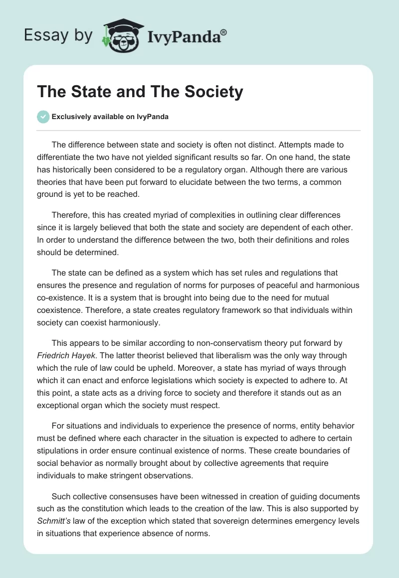 The State and The Society. Page 1