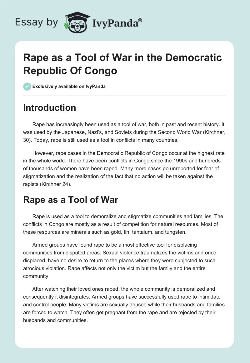 Rape as a Tool of War in the Democratic Republic of Congo. Page 1