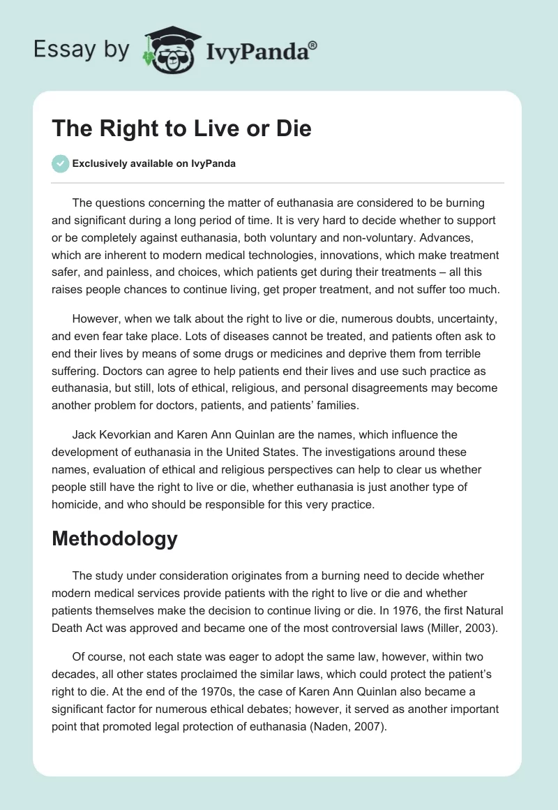 The Right to Live or Die. Page 1