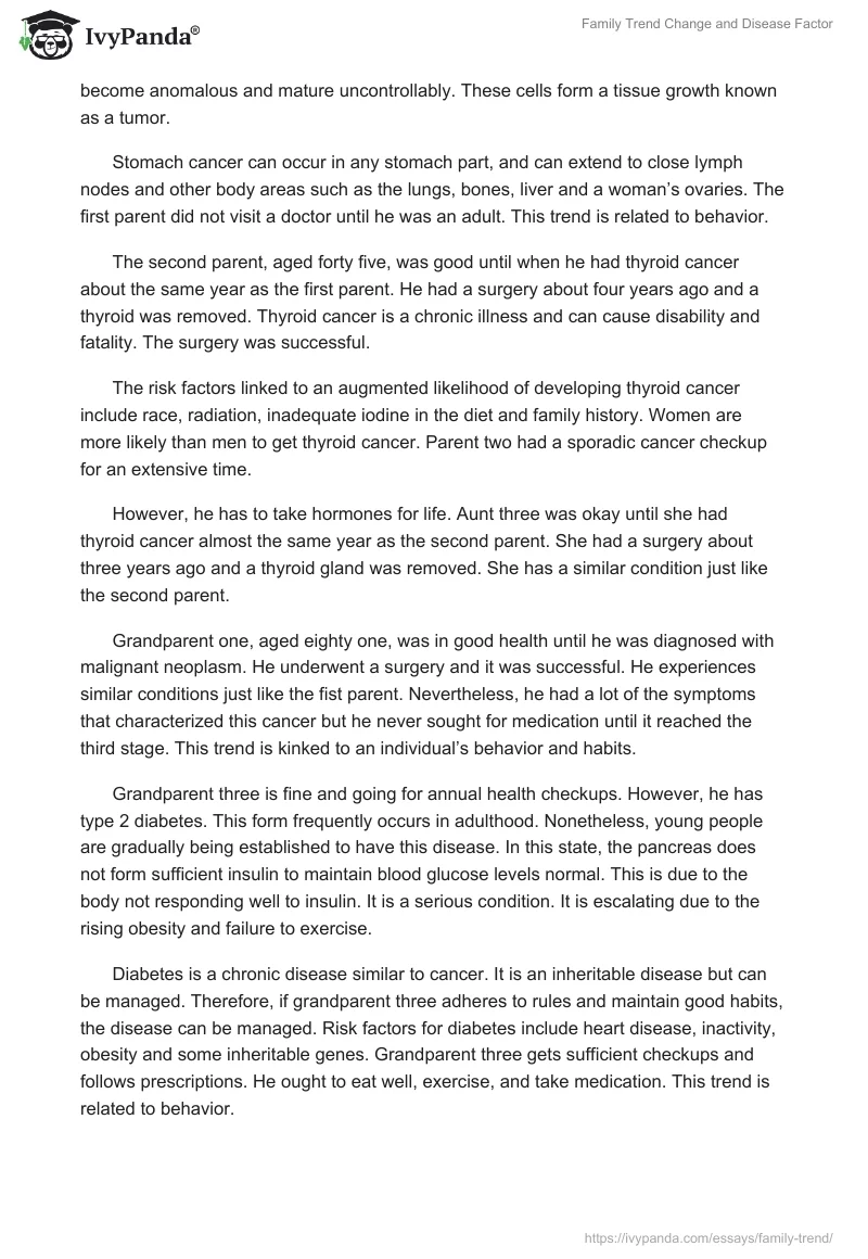 Family Trend Change and Disease Factor. Page 2