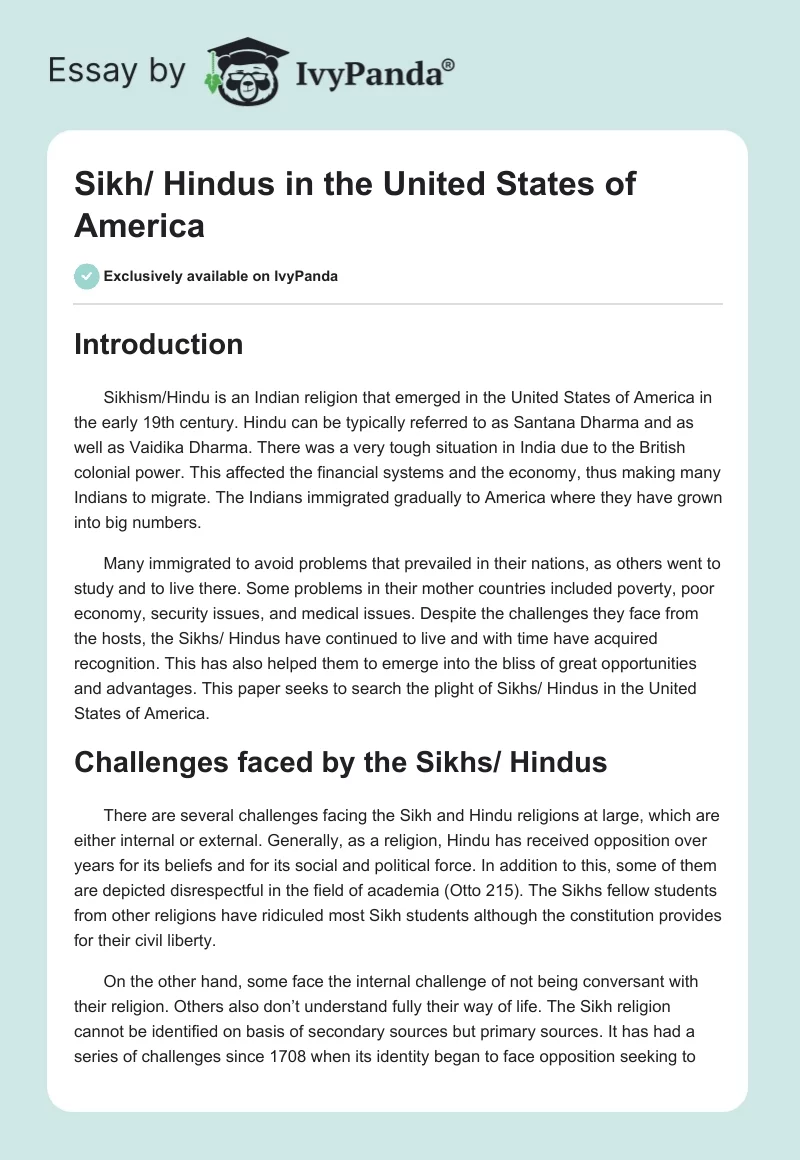 Sikh/ Hindus in the United States of America. Page 1