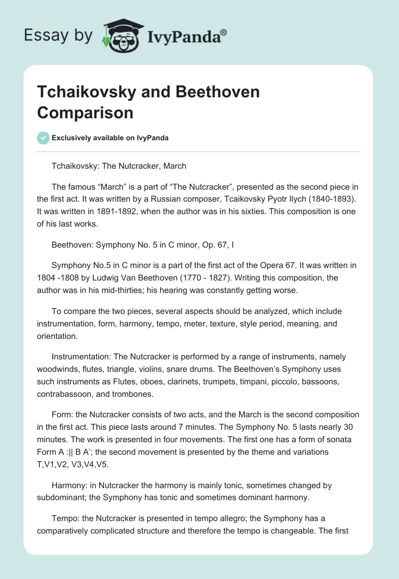 Tchaikovsky and Beethoven Сomparison. Page 1