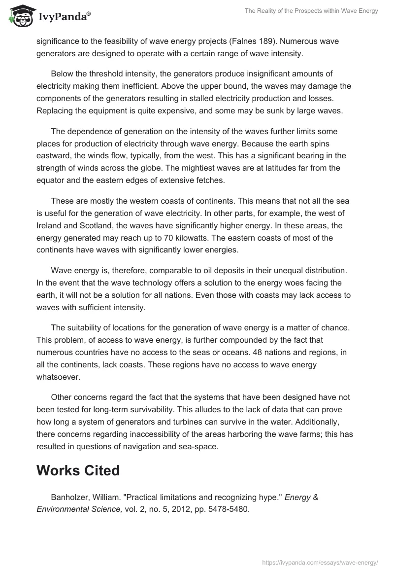 The Reality of the Prospects within Wave Energy. Page 3