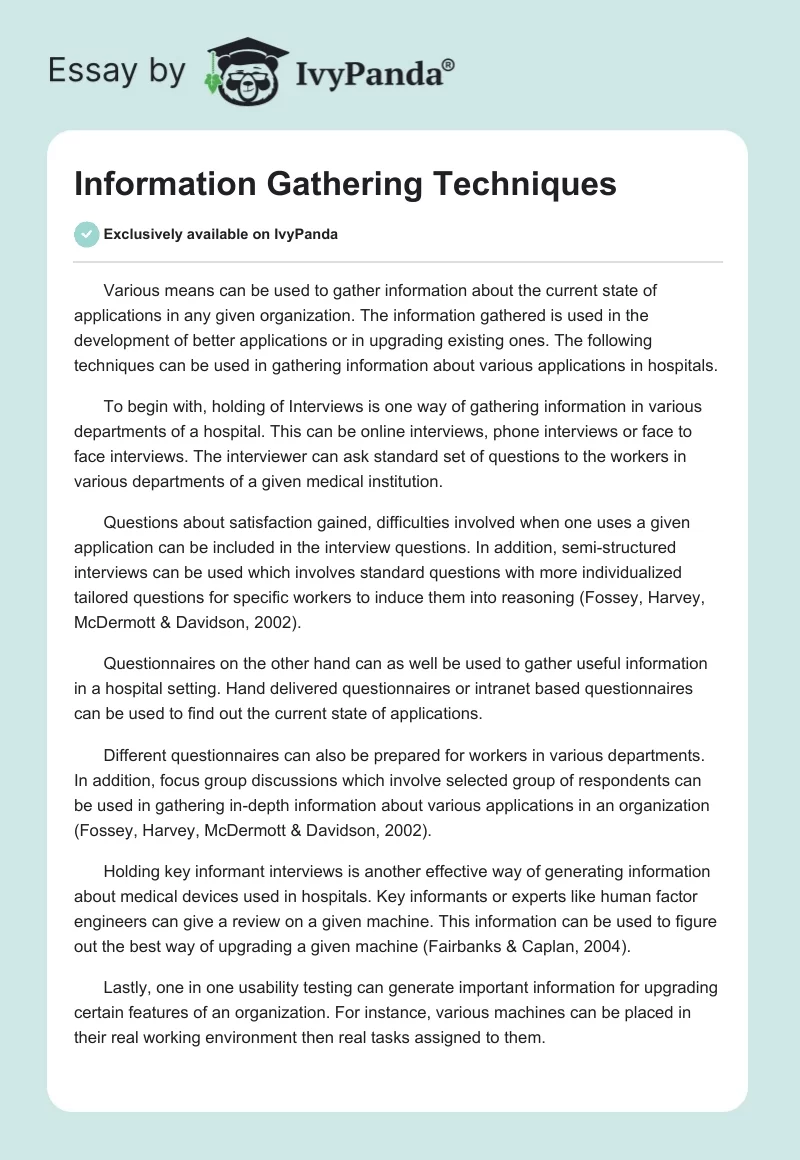 Information Gathering Techniques. Page 1