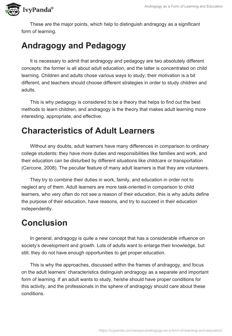 Andragogy as a Form of Learning and Education. Page 2