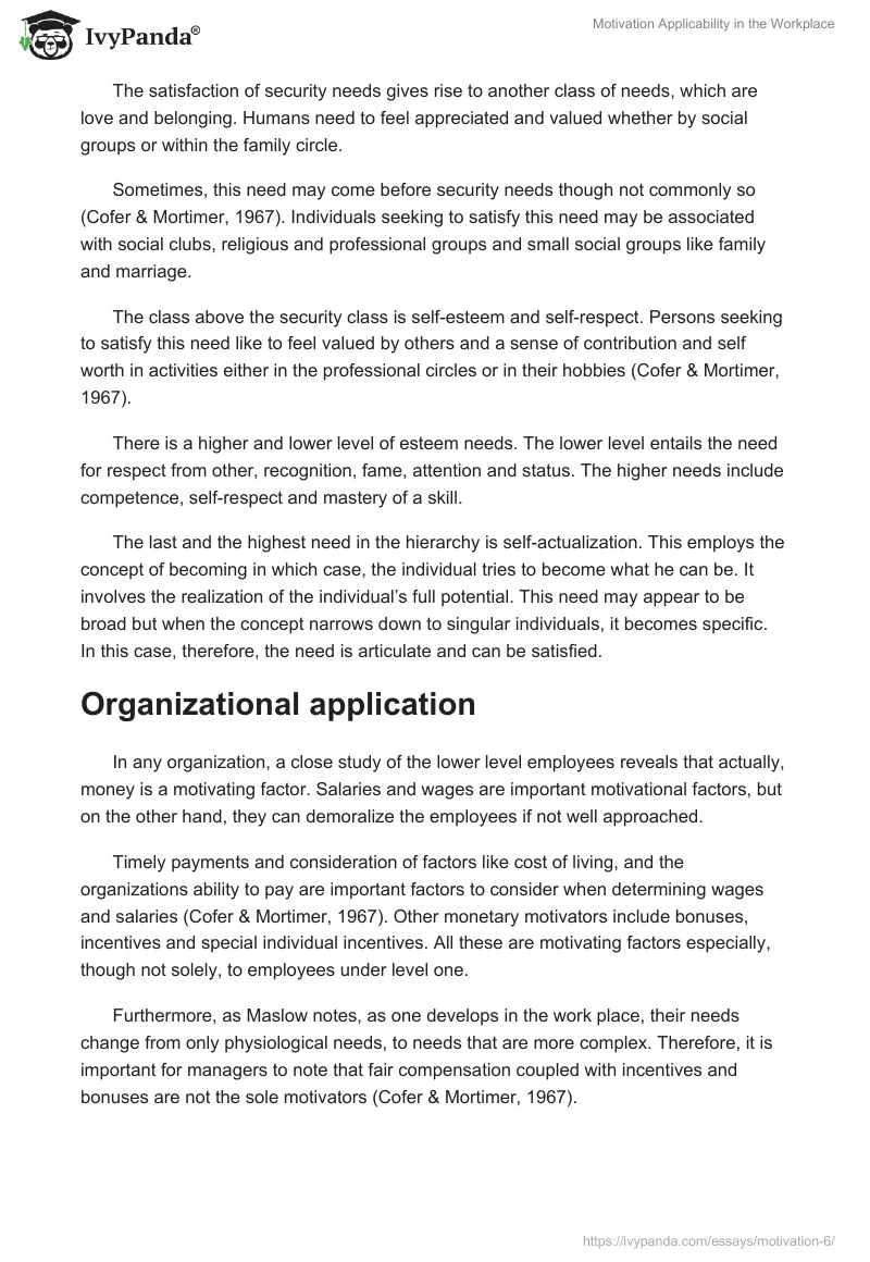 Motivation Applicability in the Workplace. Page 3