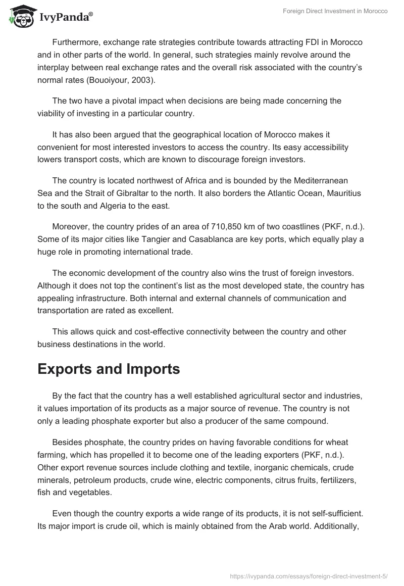 Foreign Direct Investment in Morocco. Page 5
