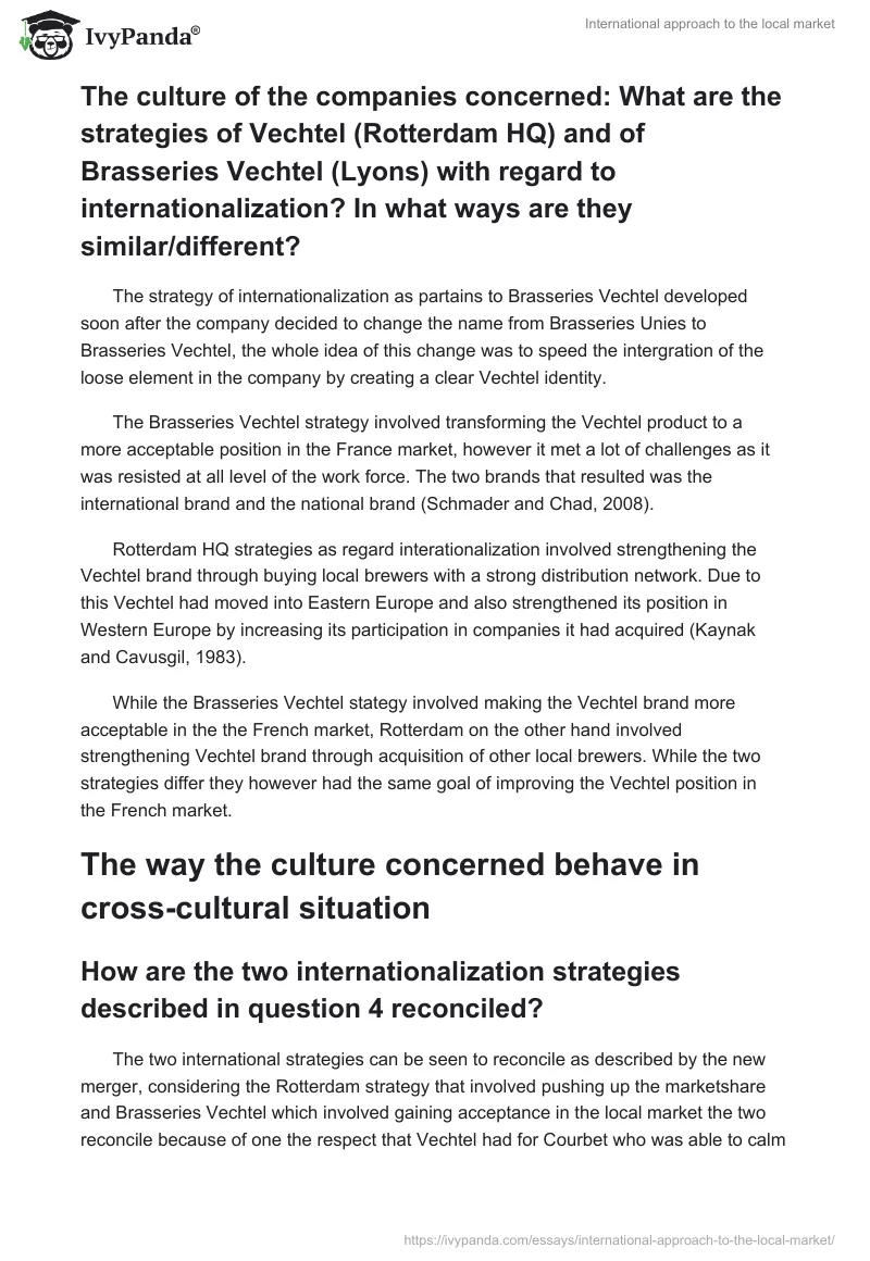 International approach to the local market. Page 5